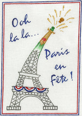 Kate Dickerson Needlepoint Collections Ooh La La Paris En Fete Eiffel Tower Champagne Bottle Needlepoint Canvas