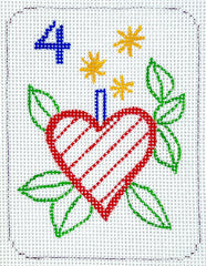 Kate Dickerson Needlepoint Collections Mini Mahjong Tile - Heart with Leaves Needlepoint Canvas