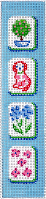 Kate Dickerson Needlepoint Collections Key Fob Mahjong Tiles English Country Garden Needlepoint Canvas