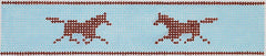 Kate Dickerson Needlepoint Collections Key Fob Running Horse Brown on Light Blue Needlepoint Canvas