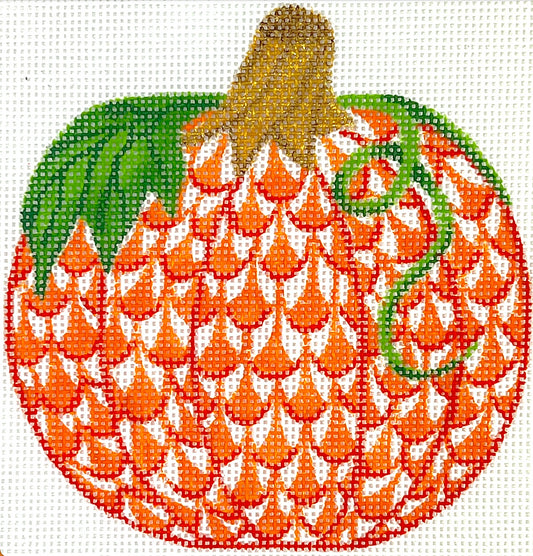 Kate Dickerson Needlepoint Collections Fishnet Mini - Pumpkin Needlepoint Canvas