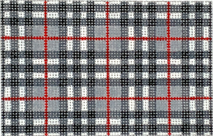 Kate Dickerson Needlepoint Collections Passport Cover Insert Gentlemans Plaid Gray Black and Red Needlepoint Canvas