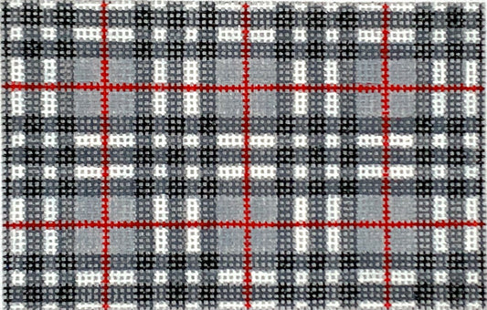 Kate Dickerson Needlepoint Collections Passport Cover Insert Gentlemans Plaid Gray Black and Red Needlepoint Canvas