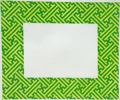 Kate Dickerson Needlepoint Collections Picture Frame Chinoiserie Lattice with Monogram Or Blank Kelly Green on Lime with Hot Pink Letter Needlepoint Canvas