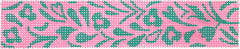 Kate Dickerson Needlepoint Collections Key Fob Hawaiian Floral Greens on Pink Needlepoint Canvas