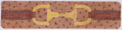 Kate Dickerson Needlepoint Collections Cuff Bracelet Bookmark Snaffle Bit on Ostrich Tan and Brown with Gold Needlepoint Canvas