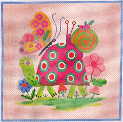 Kate Dickerson Needlepoint Collections Shannon Snow - Happy Turtle And Friends Needlepoint Canvas