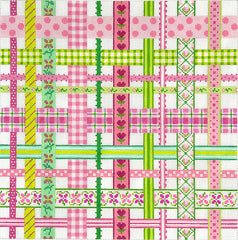 Kate Dickerson Needlepoint Collections Woven Ribbons - Pinks & Greens #2 Needlepoint Canvas