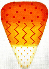 Kate Dickerson Needlepoint Collections Halloween Mini - Candy Corn Kernel with Dots & Zigzags Needlepoint Canvas