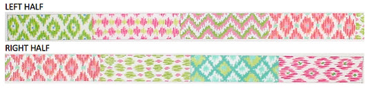 Kate Dickerson Needlepoint Collections Belt - Patchwork of Bright Ikat Patterns - Pinks, Greens, Turquoise, Lavenders Needlepoint Canvas