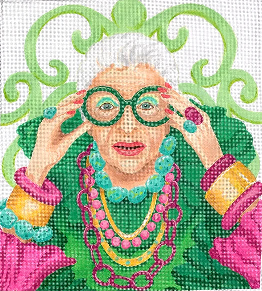 Kate Dickerson Needlepoint Collections Inimitable Iris Apfel Needlepoint Canvas