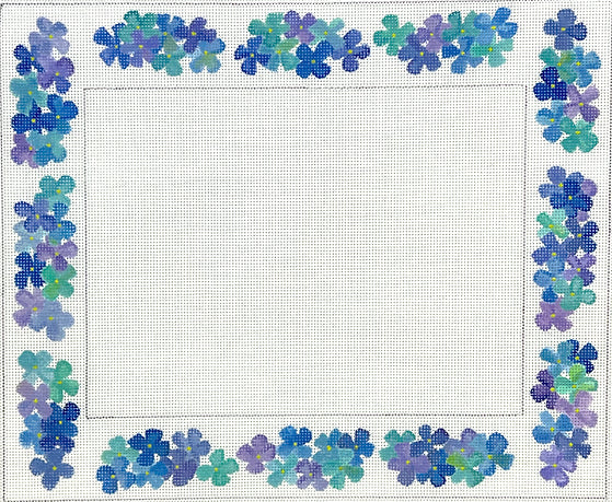 Kate Dickerson Needlepoint Collections Picture Frame Blue Gingham with Red Hearts Rectangle Needlepoint Canvas