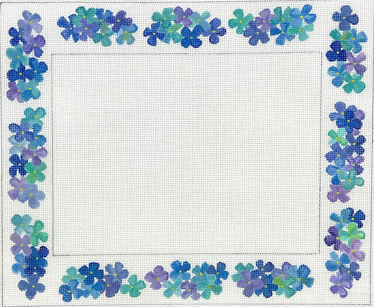 Kate Dickerson Needlepoint Collections Picture Frame Blue Gingham with Red Hearts Rectangle Needlepoint Canvas