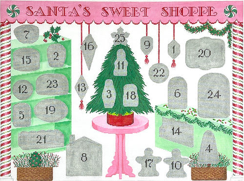 Kate Dickerson Needlepoint Collections Advent Calendar Santas Sweet Shoppe Needlepoint Canvas-13M