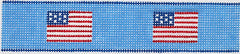 Kate Dickerson Needlepoint Collections Key Fob American Flags on Bright Blue Needlepoint Canvas