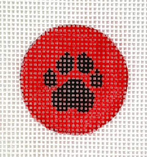 Kate Dickerson Needlepoint Collections Insert - Paw Print - Black on Red Needlepoint Canvas - 1 Round