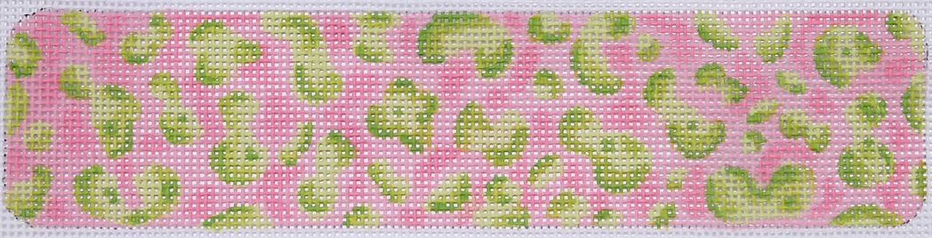 Kate Dickerson Needlepoint Collections Cuff Bracelet Bookmark Leopard Spots Limes on Pinks Needlepoint Canvas