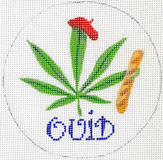 Kate Dickerson Needlepoint Collections Ornament/Mini - “Ouid” - French Weed Needlepoint Canvas