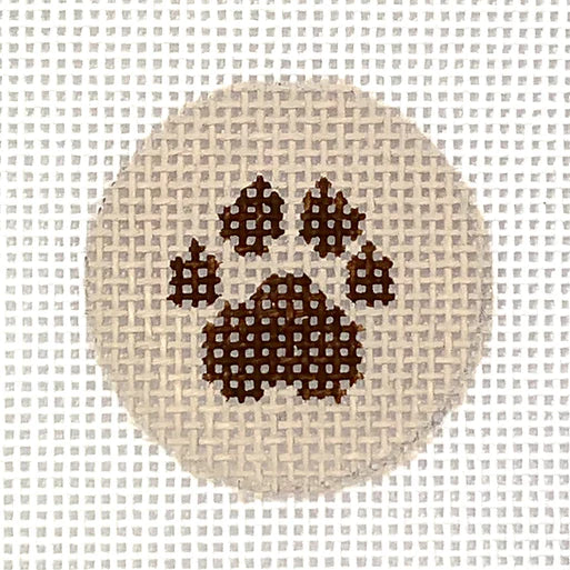 Kate Dickerson Needlepoint Collections Insert - Paw Print - Brown on Tan Needlepoint Canvas - 1 Round