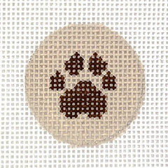 Kate Dickerson Needlepoint Collections Insert - Paw Print - Brown on Tan Needlepoint Canvas - 1 Round