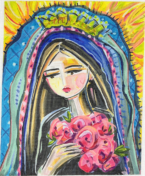 Kate Dickerson Needlepoint Collections Maren Devine - Our Lady of Guadalupe And Castilian Roses Needlepoint Canvas