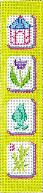 Kate Dickerson Needlepoint Collections Key Fob Mahjong Tiles Chinoiserie Needlepoint Canvas