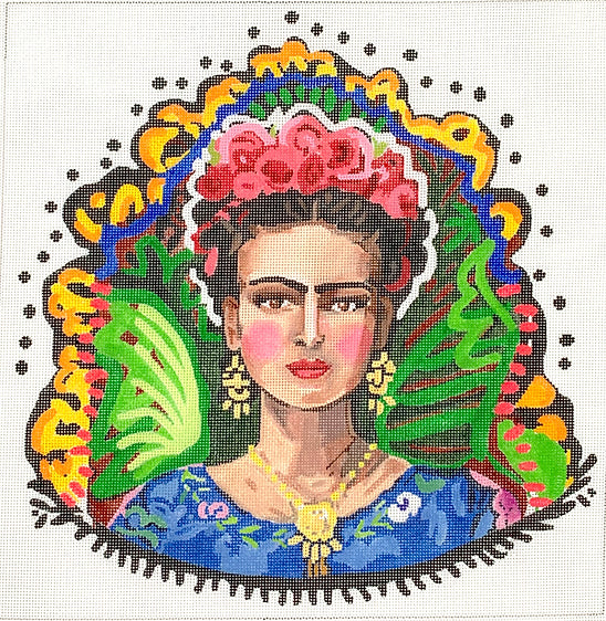 Kate Dickerson Needlepoint Collections Maren Devine - Bright Frida Kahlo Needlepoint Canvas