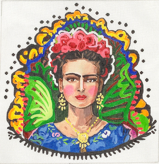 Kate Dickerson Needlepoint Collections Maren Devine - Bright Frida Kahlo Needlepoint Canvas