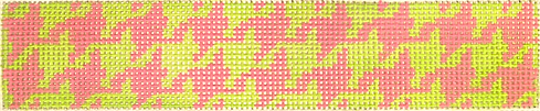 Kate Dickerson Needlepoint Collections Key Fob Pink and Lime Houndstooth Needlepoint Canvas