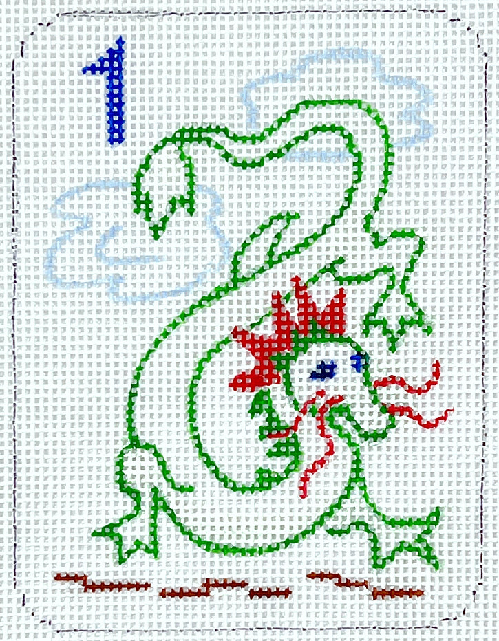 Kate Dickerson Needlepoint Collections Mini Mahjong Tile - Dragon Needlepoint Canvas