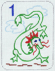 Kate Dickerson Needlepoint Collections Mini Mahjong Tile - Dragon Needlepoint Canvas