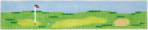 Kate Dickerson Needlepoint Collections Key Fob Golf Course with Putting Green Needlepoint Canvas