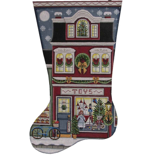 Rebecca Wood Designs Toy Shop Red  Stocking Needlepoint Canvas - 18M