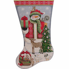 Rebecca Wood Designs Forest Friends Snowman Stocking Needlepoint Canvas - 13M
