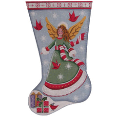 Rebecca Wood Designs Cardinal Angels Stocking Needlepoint Canvas - 18M