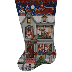 Rebecca Wood Designs Snooping Reindeer Stocking Needlepoint Canvas - 18M
