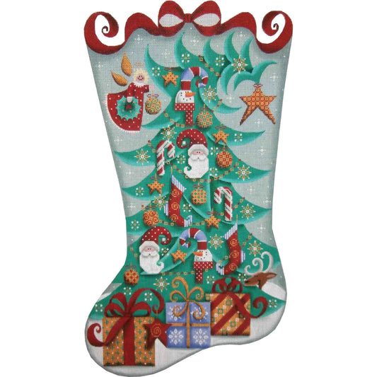 Rebecca Wood Designs Whimsical Stocking Needlepoint Canvas - 18M