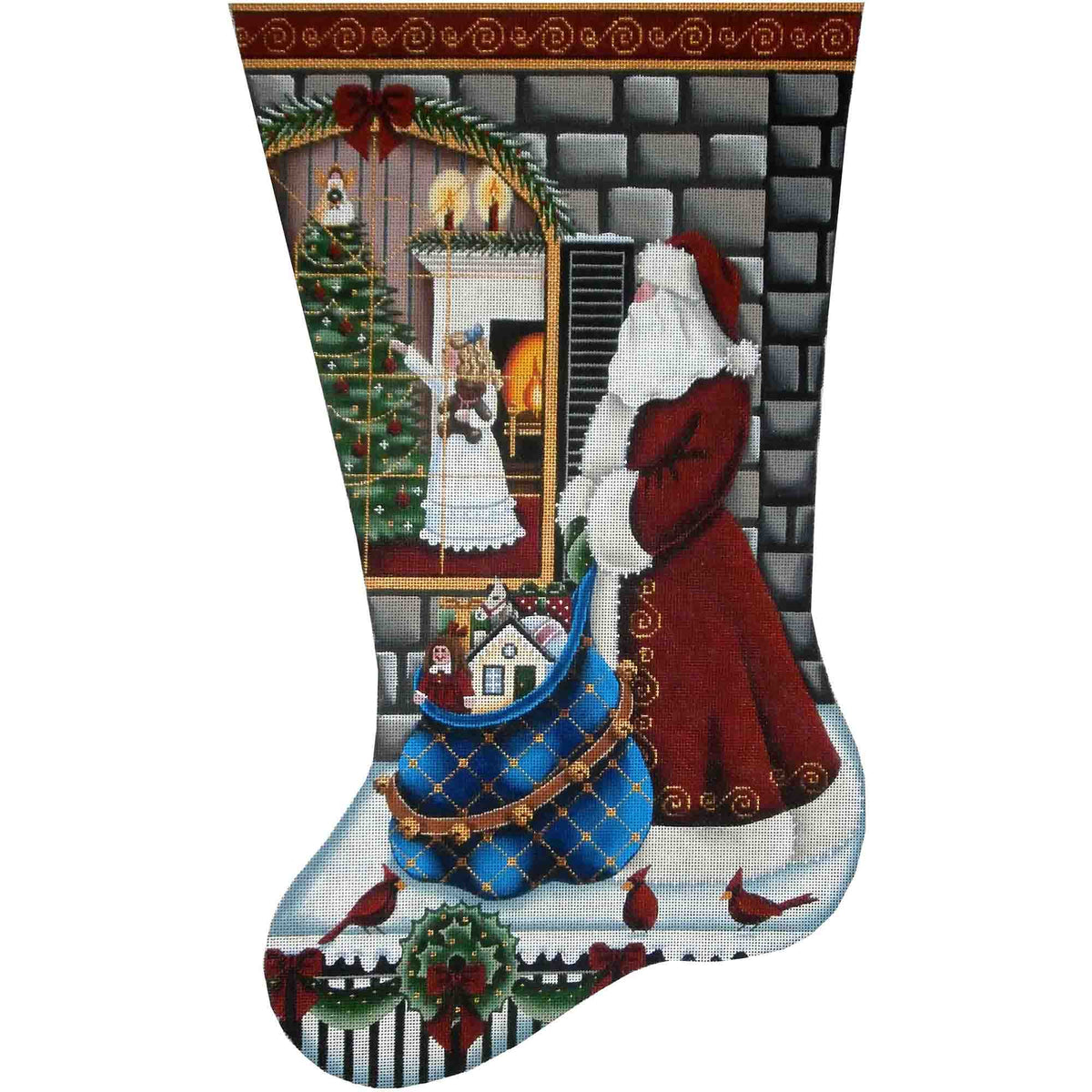 Rebecca Wood Designs Christmas Eve Magic Stocking Girl Needlepoint Canvas - 13M