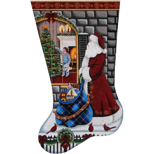 Rebecca Wood Designs Christmas Eve Magic Stocking Boy Needlepoint Canvas - 13M