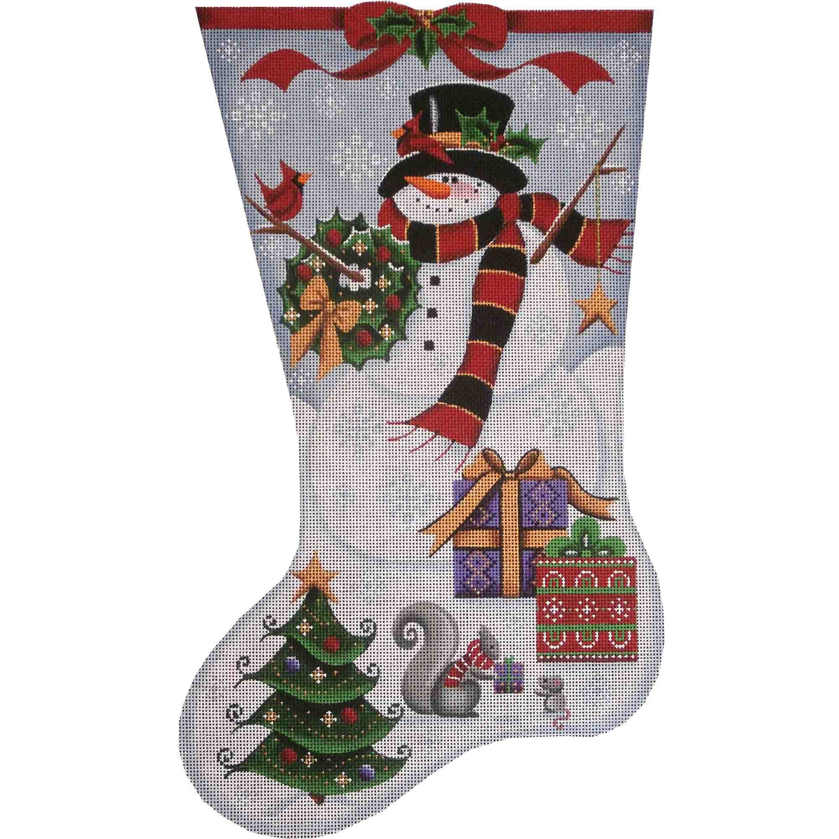 Rebecca Wood Designs Happy Snowman Stocking Needlepoint Canvas - 13M