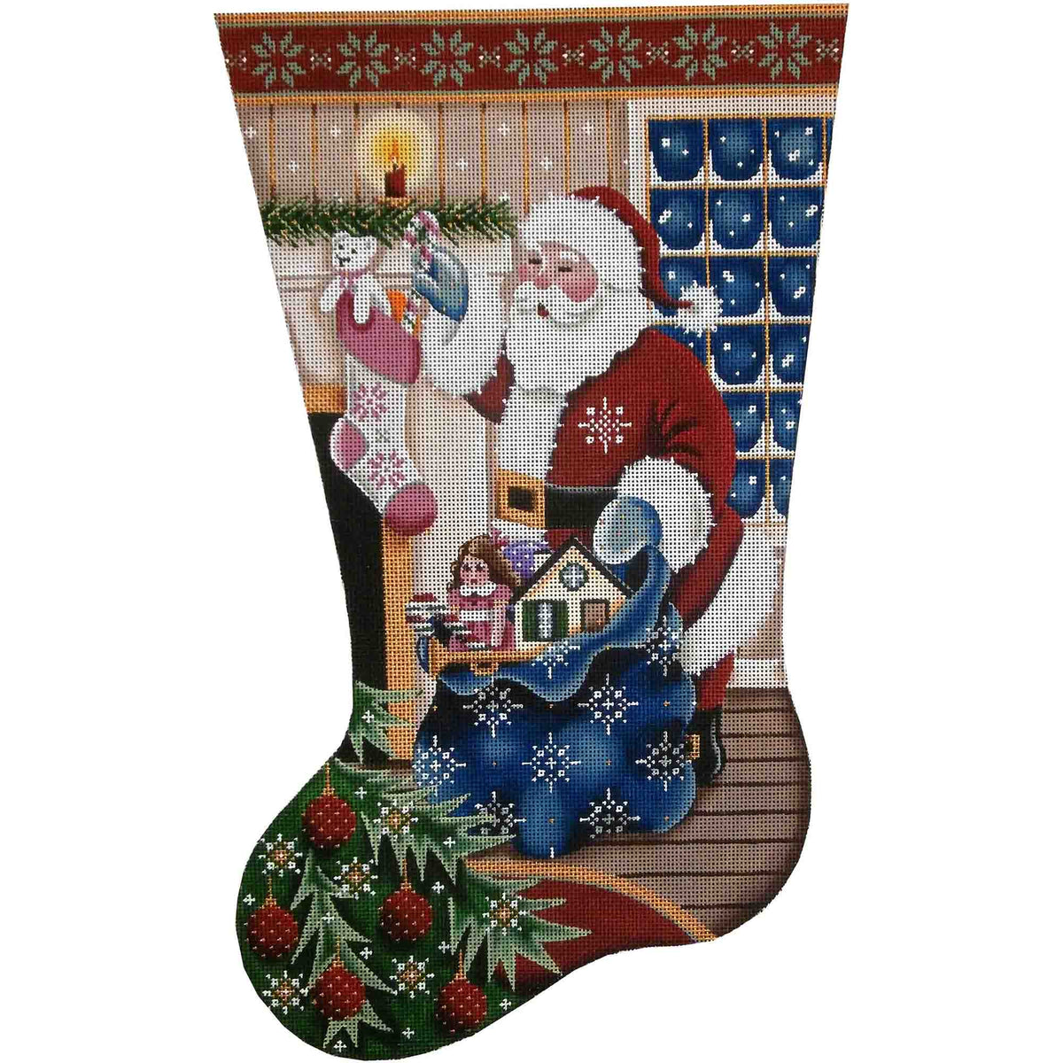 Rebecca Wood Designs Mantle Stocking Needlepoint Canvas - 13M