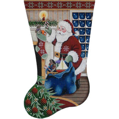 Rebecca Wood Designs Filling Stockings Stocking by the Fireplace Needlepoint Canvas - 18M