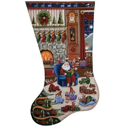 Rebecca Wood Designs Bedtime Stories Stocking Needlepoint Canvas - 18M