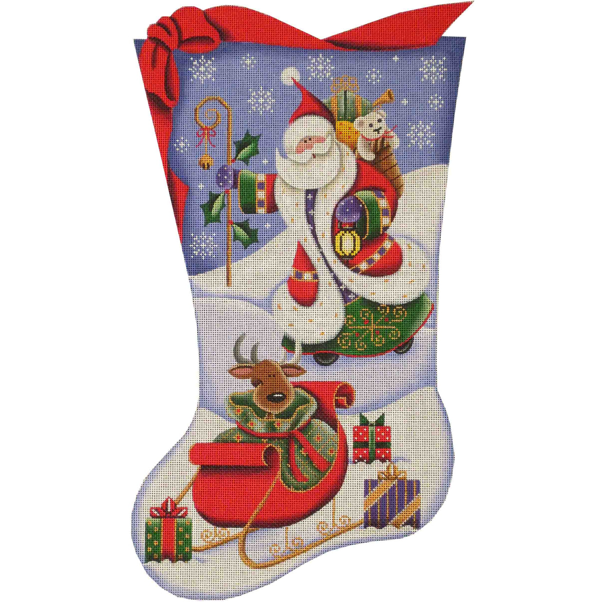Rebecca Wood Designs Staff Santa Stocking Needlepoint Canvas - 18M