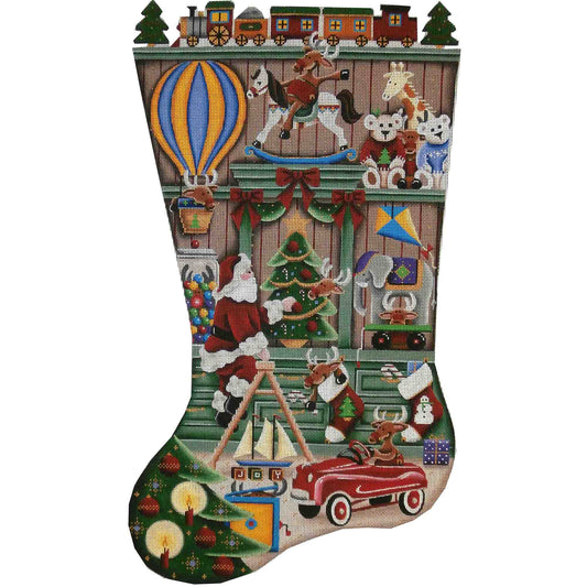Rebecca Wood Designs In The Toy Shop Stocking Needlepoint Canvas - 18M
