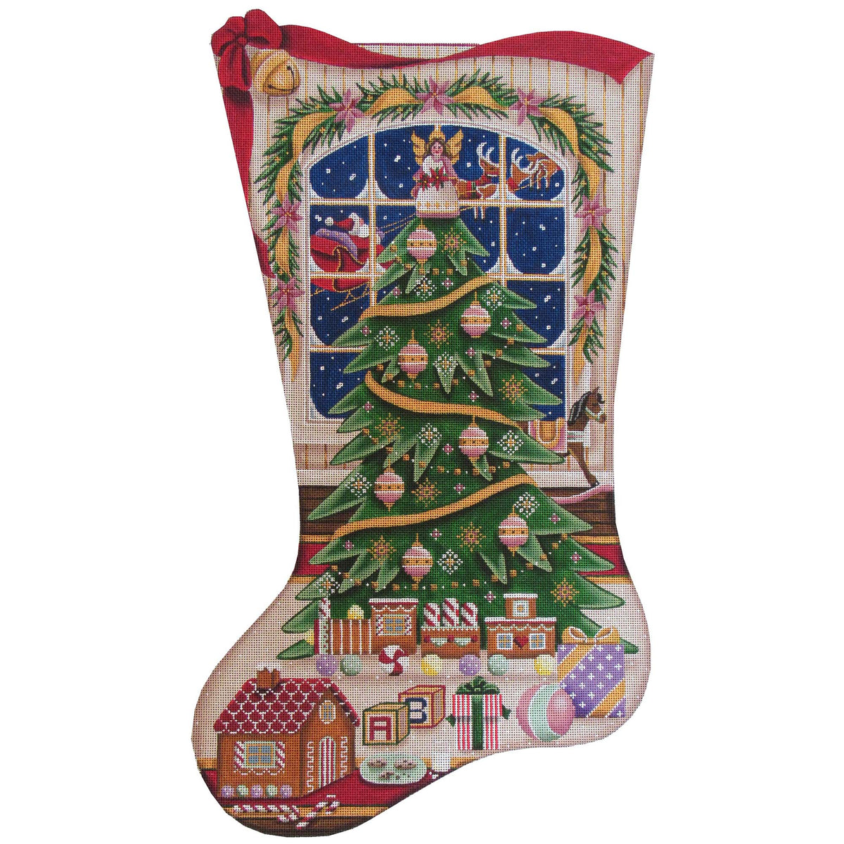 Rebecca Wood Designs Christmas Magic Girl Stocking Needlepoint Canvas - 18M