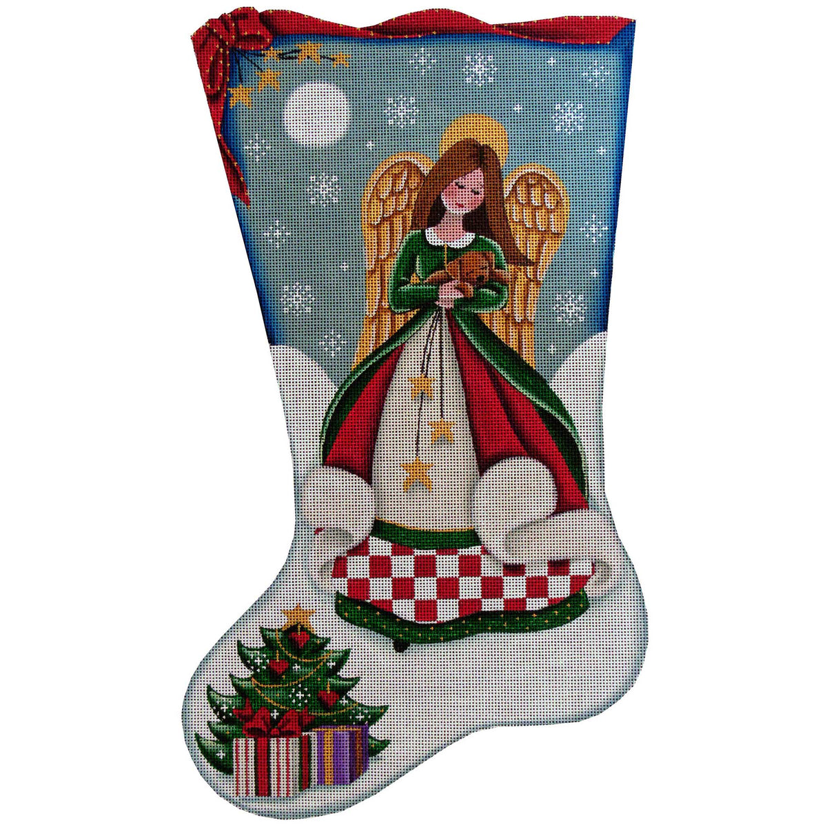 Rebecca Wood Designs Angels Puppy Stocking Needlepoint Canvas - 18M