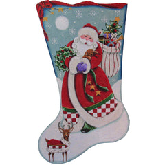 Rebecca Wood Designs Santas Puppy Stocking Needlepoint Canvas - 13M