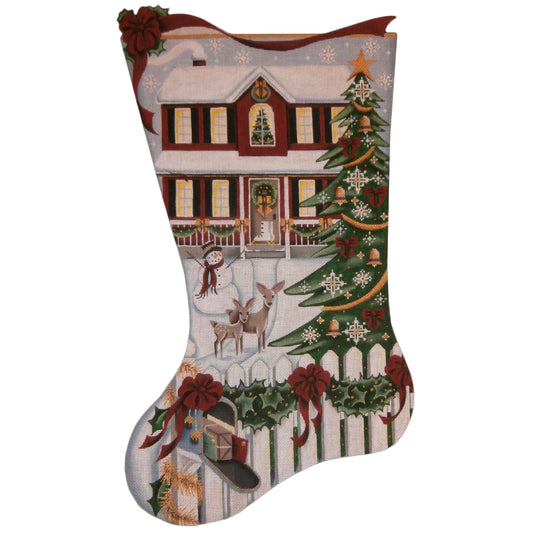 Rebecca Wood Designs Red House Stocking Needlepoint Canvas - 13M