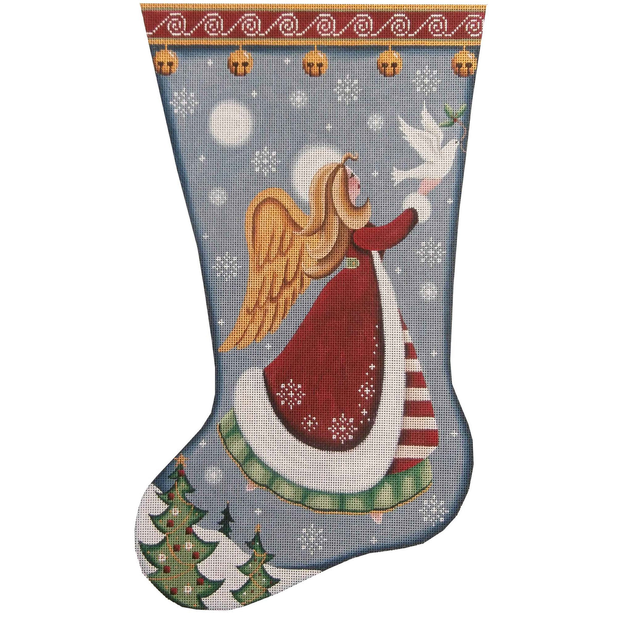 Rebecca Wood Designs Folk Angel of Peace Stocking Needlepoint Canvas - 13M